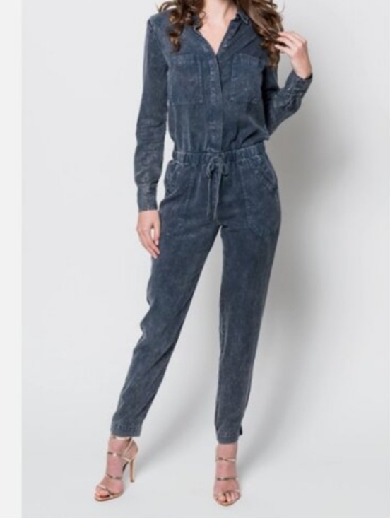 Young Fabulous & Broke Pants - Young Fabulous & Broke Long Sleeve Jumpsuit Midnight Acid Wash Size Medium